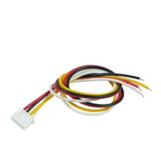 Flat Cable, Pressure Connection Wire, XH2.54 Terminal Wire 4P22AWG, Length 11.81", Color Sequence from Left to Right: Red, Black, Yellow, White
