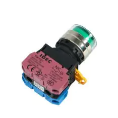Switch, Lighting Push Button, with Metal Frame-YW4L-MF2E11QM3G-Green, Self-Reset